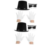 PACKOVE 2 Ensembles Chapeau de Magicien Garçon Fille Costume Cosplay et Confortable avec Gants Blancs et Nœud pour Fête Déguisement Girl