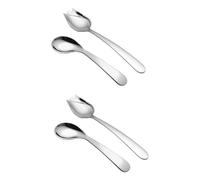 PACKOVE 2 Ensembles Fourchette Cuillère Coude Bienveillance Sevrage Adulte Ustensile Cuillère En Métal Cuillère À Manger Coudée Acier Inoxydable Silver 2 Pièces * 2