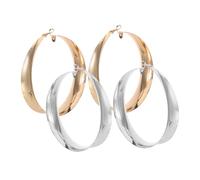 PACKOVE 2 paires Boucles Oreilles Créoles Larges Métal pour Femmes Design Géométrique Creux Légères et Durables Bijoux Mode pour Fêtes et Usage Quotidien Lot de Or et