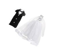 PACKOVE 2 pièces Bride Groom Wine Bottle Covers Stylish Wedding Decorations Tulle Dress Tuxedo Fabric Covers for Bridal Shower and Party Ambiance