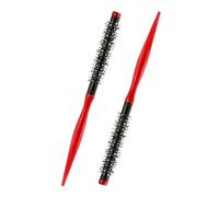 PACKOVE 2 Pièces Brosse à Cheveux Ronde Compacte, Brosse à Friser, Bois et Nylon, Rouge, Mini, pour Brushing au Sèche-cheveux, Salon et Maison, Professionnel