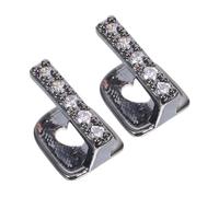 PACKOVE 2 pièces Hip Hop Teeth Decor avec Grills Dentaires Métalliques Noirs Confortables pour Fêtes Performances et Accessoire Photo Halloween