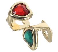 PACKOVE 2 pièces Hip Hop Teeth Grills With Heart Acrylic Rhinestones Rapper Jewelry Decoration Set For Men Women Fashion Costume Party Teeth Jewelry Accessory