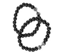 PACKOVE 2 Pièces Lesté Bracelet pour Hommes Perle Hommes Perles Bracelets Bijoux Bracelet Givré Noir Bracelets Haltère Bijoux Bracelet Perles Bracelet Homme Bracelet