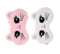 PACKOVE 2 Pièces Masque de Sommeil Doux en Peluche pour Garçon et Filles de Chat Bande Élastique Confortable, Protège la Zone des Yeux, Voyage Nuits Chez des Amis
