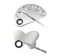 PACKOVE 2 Pièces Palette de Nail Art Acier Inoxydable Outils de Manucure Maquillage Forme Semi Cercle pour Mélanger Pigments et Fond de Teint