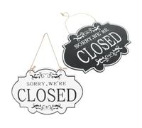 PACKOVE 2 Pièces Panneau Fermé et Ouvert en Bois, Plaque Décorative Suspendue Double Face 17x78 Pouces, avec Corde et Crochet, Facile à Retourner Installer, pour Bars et Maisons
