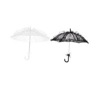 PACKOVE 2 Pièces Parapluie Dentelle Décoratif pour Mariage et Fêtes et Confortable Accessoire Photo Vintage pour Cérémonies et Événements Élégants Lot de Noir et Blanc