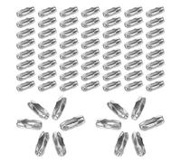 PACKOVE 200 Pièces Connecteur de Chaîne à Billes Finition Argentée en Acier Inoxydable 2,4mm Assemblage Facile pour Bijoux et Cordon Élastique pour Réparation et Projets DIY