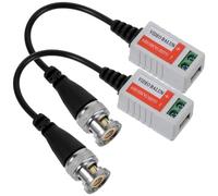 PACKOVE 202a Câble Bnc Video Balun Passif Doubleur Transmission Utp Noir pour Caméra CCTV Jusqu à Antiparasite avec Connecteur Mâle Compatible Dvr