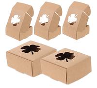 PACKOVE 20pièces Boîtes Cadeaux Papier Kraft Motif Feuille à Quatre Lot Pour Anniversaire Remise De Diplôme Noël Coffrets Cadeaux Vides Et Réutilisables