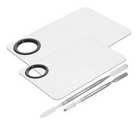 PACKOVE 2ensemble Palette de Maquillage Acier Inoxydable pour Mélange de Fonds de Teint Vernis à Ongles et Ombres à Paupières avec Spatule Modèle Carré Grand et Petit Total