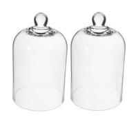PACKOVE 2pcs Couvercle de Dôme de Verre pour Fleurs Préservées, Protection Décorative en Verre Délicat, Usage Polyvalent pour Lampe LED et Étagère