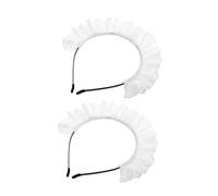 PACKOVE 2pièces Bandeau Dentelle Blanche à Volants Coiffe de Soubrette pour Cosplay Lolita Serre-tête Steampunk Chic pour Femme
