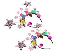 PACKOVE 2pièces Bandeaux de Fête pour Adultes Serre-têtes Décoratifs Étoiles Bandeaux Colorés pour Nouvel An Accessoires Coiffure Fête Bandeau Étoile à Cinq Branches Serre-tête Année