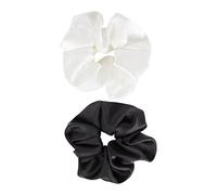 PACKOVE 2pièces Élastiques à Cheveux Soie Synthétique Sans Couture Cordes à Cheveux Pour Queue De Cheval -tête Pour Femme Noir Et Blanc