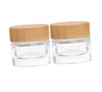 PACKOVE 2pièces Pots De Crème Verre Avec Couvercles Bois Rechargeables Pour Échantillons Cosmétiques Crèmes Lotions Usage Domestique Et Voyage