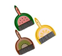 PACKOVE 3 Ensembles Set de Balayette Mini Fruits avec Poubelle Kit de Nettoyage de Bureau Balai de Table pour Ordinateur et Accessoires Design Citron Pastèque et Kiwi