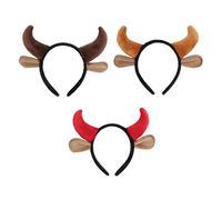 PACKOVE 3 Pièces Bandeau En Corne Coiffe De Carnaval Coiffe En Corne Bandeau Oreilles De Vache Fiesta Cheveux De Fête Peluche