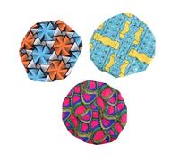 PACKOVE 3 Pièces Bonnet Satin Ajustable pour Garçon Fille Lot de Caps Élasticisés à Large Bord pour Protection Cheveux Lors Sommeil ou Bain Motifs