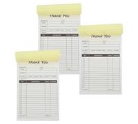 PACKOVE 3 Pièces Carnet de Factures et Reçus, Livret de Bons de Commande, 2 Volets, Papier Blanc, 3 Livres/lot, Sous-main Cartonné, pour Bureaux et Déplacements, Professionnels et Agents