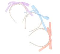 PACKOVE 3 Pièces Ribbon Bow Headbands With Simulated Pearls For Women Lightweight And Comfortable Hair Accessories Elegant Design For All-day Wear Stylish Decorative Hair Hoops