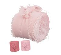 PACKOVE 3 Rouleaux Ruban Organza Large Effiloché Rose pour Décoration Mariage Accessoires Invitations et DIY