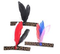 PACKOVE 3pièces Bandeau Américain Imprimé Léopard Avec Plumes Coiffe Pour Femme Accessoire De Fête Et Déguisement