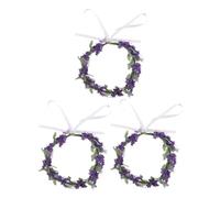 PACKOVE 3pièces Couronne de Fleurs Violette Guirlande de Lavande Accessoire Cheveux Mariage Bandeau Coiffure Romantique Décoration Photo Floral