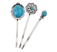 PACKOVE 3pièces Set De Barrettes Cheveux Turquoises Boho Style Rétro Pour Femmes Pinces Stables and Accessoires Western Colorés