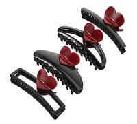 PACKOVE 4 Pièces Agrafe D'amour Clips De Griffe De Coeur Policier Enfants Style Pinces à Cheveux Coeur Accessoires De Cheveux Pour Femmes Cœur Noir Petit Extraits Résine