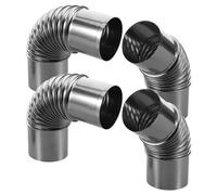 PACKOVE 4 Pièces Coude de Cheminée en Acier Inoxydable pour Poêle de Tente, Tube D'extension Léger et Étanche, Conduit de Cheminée Intérieur pour Camping