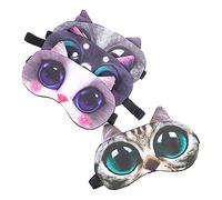 PACKOVE 4 Pièces Masque de Réglable avec Motifs de Chats de Cache Oeil Coloré pour Relaxant