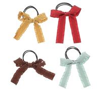 PACKOVE 4 Pièces Nœud Agrafe Coloré Arc Fille Queue De Cheval Bandes Pour Bande De Cheveux Titulaires Jour Accessoires De Cheveux Porte-queue Coiffures Élastique