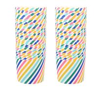 PACKOVE 48 Caissettes à Cupcakes en Papier Rayées Colorées, Moules à Muffins Non Adhésifs, Lot de 2 X 24 Pièces, Compatibles Pâtisserie Maison et Professionnelle, Accessoires de Cuisson