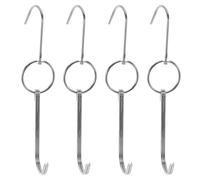 PACKOVE 4pièces Crochets de Suspension Acier Inoxydable Double Crochet pour Barbecue et Fumage pour Viande Volaille et Rôti Ustensiles Légers et Portables pour Cuisson Plein Air