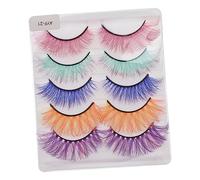 PACKOVE 5 Paires Faux Cils Vaporeux Collé Œil Se Maquiller Grand Fouetter Réaliste Fausses Cils Duveteux Naturel Regarder Coloré Volumineux Ascenseur Imitation