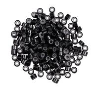 PACKOVE 500 Pièces Anneaux de Silicone pour Coiffure Accessoires de Tresses Perles de Dreadlocks et Tubes Filigranes Noir