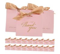 PACKOVE 50pièces Sacs De Mariage Papier Recyclé Rose Pour Fête Anniversaire Petits Sacs Avec Ruban Doré Pour Bonbons Et Petits