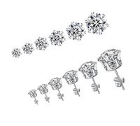 PACKOVE 6 paires Lot Boucles Oreilles Femmes Élégantes Clous Zircon Créatives Variées pour Quotidien et Occasions Spéciales