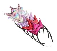 PACKOVE 6 pièces Bandeau Couronne Garçon Fille Tiare Scintillante pour Fête Accessoire pour Filles Pastel Rose Violet Rouge