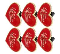 PACKOVE 6 Pièces Broche Cœur en Émail, Broche Cœur Rouge en Métal, Style Mignon et Vibrant, Surface sans Bavure, pour Enseignant et Infirmier, Remise de Diplôme et Anniversaires