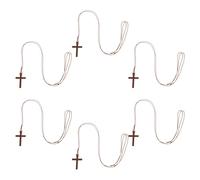 PACKOVE 6 Pièces Collier Croix Chrétienne en Bois, Pendentif Religieux | Finition Naturelle Texturée, Accessoire de Prière ou Rétroviseur Automobile, Corde Légère, Idée Présent Baptême et Noël