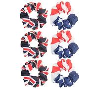 PACKOVE 6 pièces Élastiques Cheveux Tissu Motif Drapeau National Accessoires Femme pour Queue de Cheval Design Unique et Durable Styles Aléatoires Drapeaux Uni Drapeaux États
