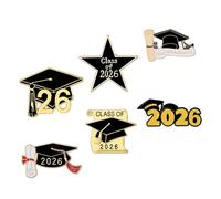 PACKOVE 6 Pièces Épingle à Bouton de Graduation 2026 en Alliage de Zinc Diplôme et Toque, Accessoire Élégant pour Décorations de Fête de Remise de Diplômes Style Aléatoire