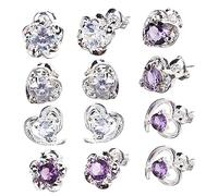 PACKOVE 6paires Boucles Oreilles Cœur Et Fleur Avec Zircons Accessoires Oreille Pour Femmes Et Filles