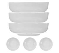 PACKOVE 6pcs Assiettes à Sauce en Céramique Blanche Rondes 8×2,5cm Empilables et Faciles à Transporter pour Maison et Camping