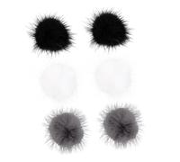 PACKOVE 6pièces Décorations Ongles Pompon Amovible Manucure Noir Blanc Gris Accessoire Diy
