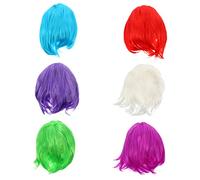 PACKOVE 6pièces Perruques Courtes Bob Pour Cosplay Et De Perruques Colorées Ciel
