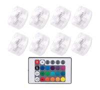 PACKOVE 8 Lampes LED Submersibles RGB Télécommandées pour Piscine et Aquarium, Étanches Ip68, Alimentation Batterie 3v, Éclairage Décoratif pour Paysages sous-Marins